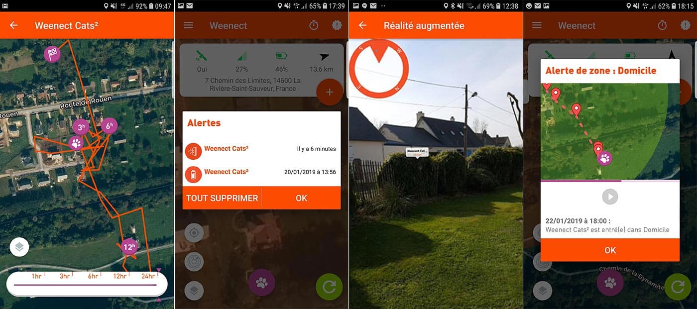 Application mobile du collier GPS Weenect Cats 2