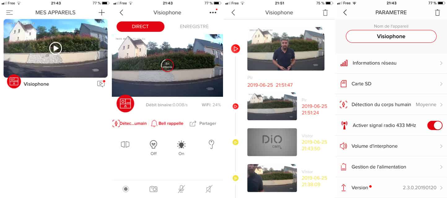 L'application mobile du visiophone DIOCAM+