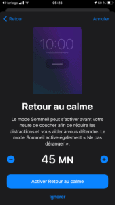 Appli Apple Santé, mode retour au calme - Withings Sleep Analyzer