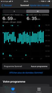 Appli Apple Santé bilan - Withings Sleep Analyzer