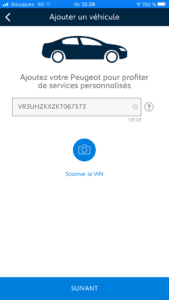 My Peugeot - Ajout d'un VIN