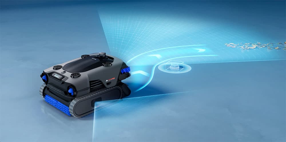 Vue de dessus du MOVA Rover X10 et de son système AquaScan 360° à LDS sous-marin