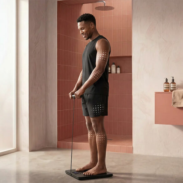 La Withings BodyFit analyse votre corps en 6 zones avec une précision proche du DEXA, en 10 secondes. Muscle, graisse, graisse viscérale