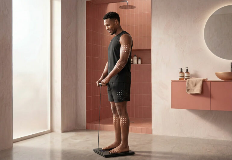 La Withings BodyFit analyse votre corps en 6 zones avec une précision proche du DEXA, en 10 secondes. Muscle, graisse, graisse viscérale