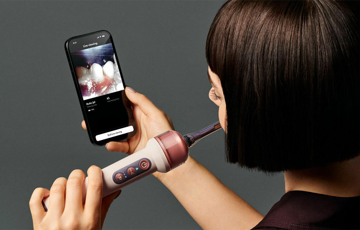 L'application Dyson CameraJet affichant le scan des dents en direct