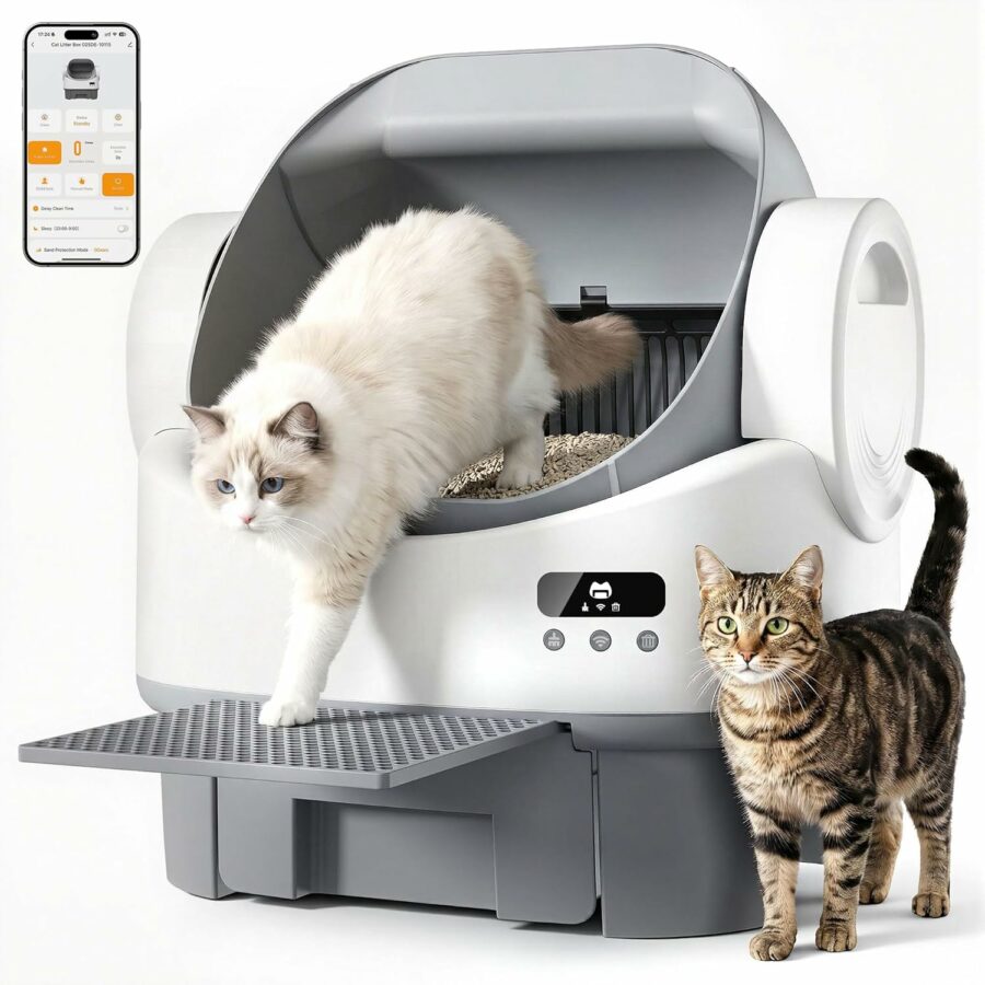 Litiere pour chat autonettoyante JUMMICO pilotee par application avec reservoir 12L