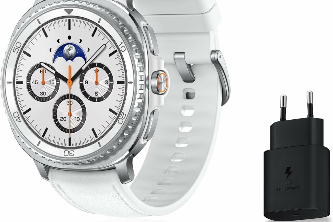 Samsung Galaxy Watch8 Classic 46mm en blanc, montre connectee avec couronne rotative