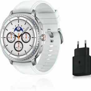 Samsung Galaxy Watch8 Classic 46mm en blanc, montre connectee avec couronne rotative