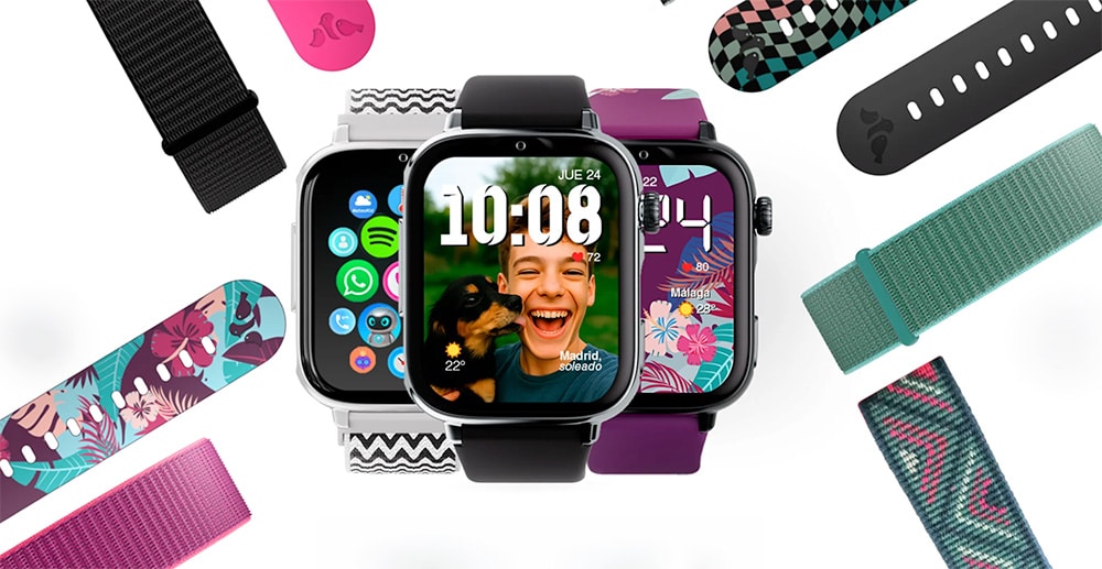 Écran AMOLED de la SaveWatch Plus 2 avec ses applications pour enfants