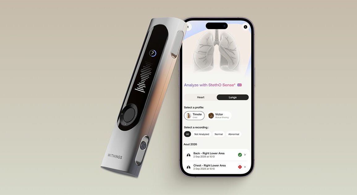 Le Withings BeamO et le service StethO Sense d'analyse cardiaque et pulmonaire