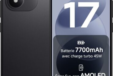 Smartphone Xiaomi Redmi Note 17 noir, vue de face et de dos