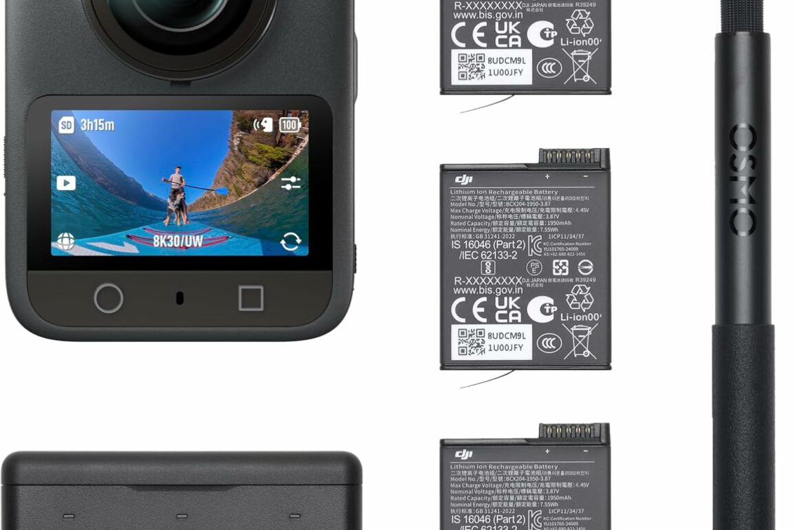 Caméra 360° DJI Osmo 360 avec son bundle Aventure, batteries et perche