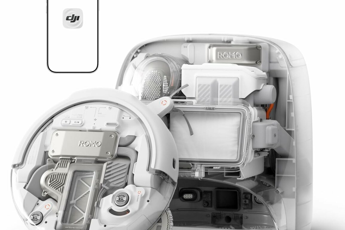 DJI Romo P, robot aspirateur laveur transparent