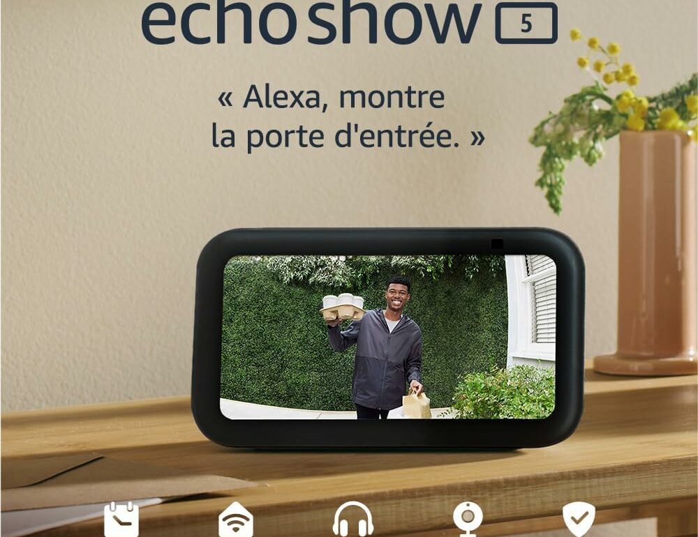 Echo Show 5 nouvelle génération, écran connecté Alexa, anthracite