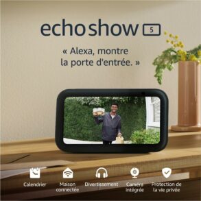 Echo Show 5 nouvelle génération, écran connecté Alexa, anthracite