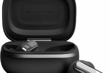 Écouteurs JBL Live Beam 4 noirs avec leur étui de recharge à écran