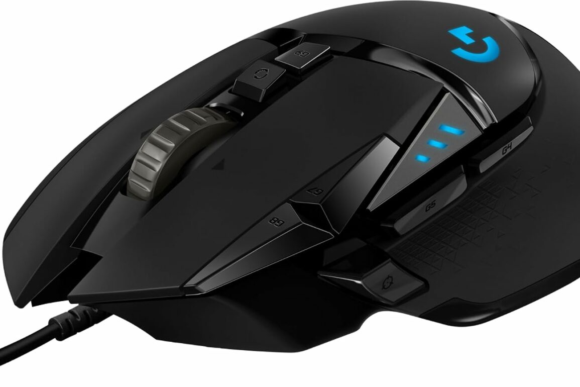 Souris gamer filaire Logitech G G502 HERO noire avec molette et boutons latéraux