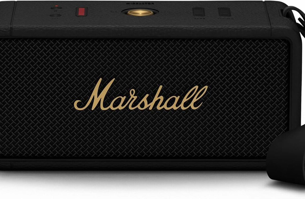 Enceinte Bluetooth portable Marshall Middleton noire et laiton