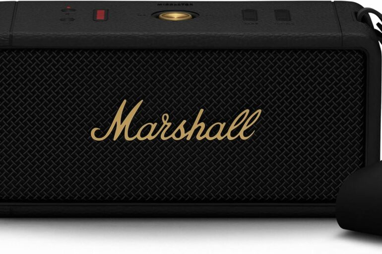 Enceinte Bluetooth portable Marshall Middleton noire et laiton
