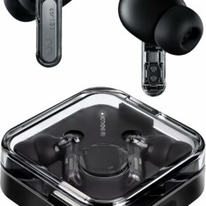 Écouteurs Nothing Ear (3) noirs avec leur boîtier de recharge transparent