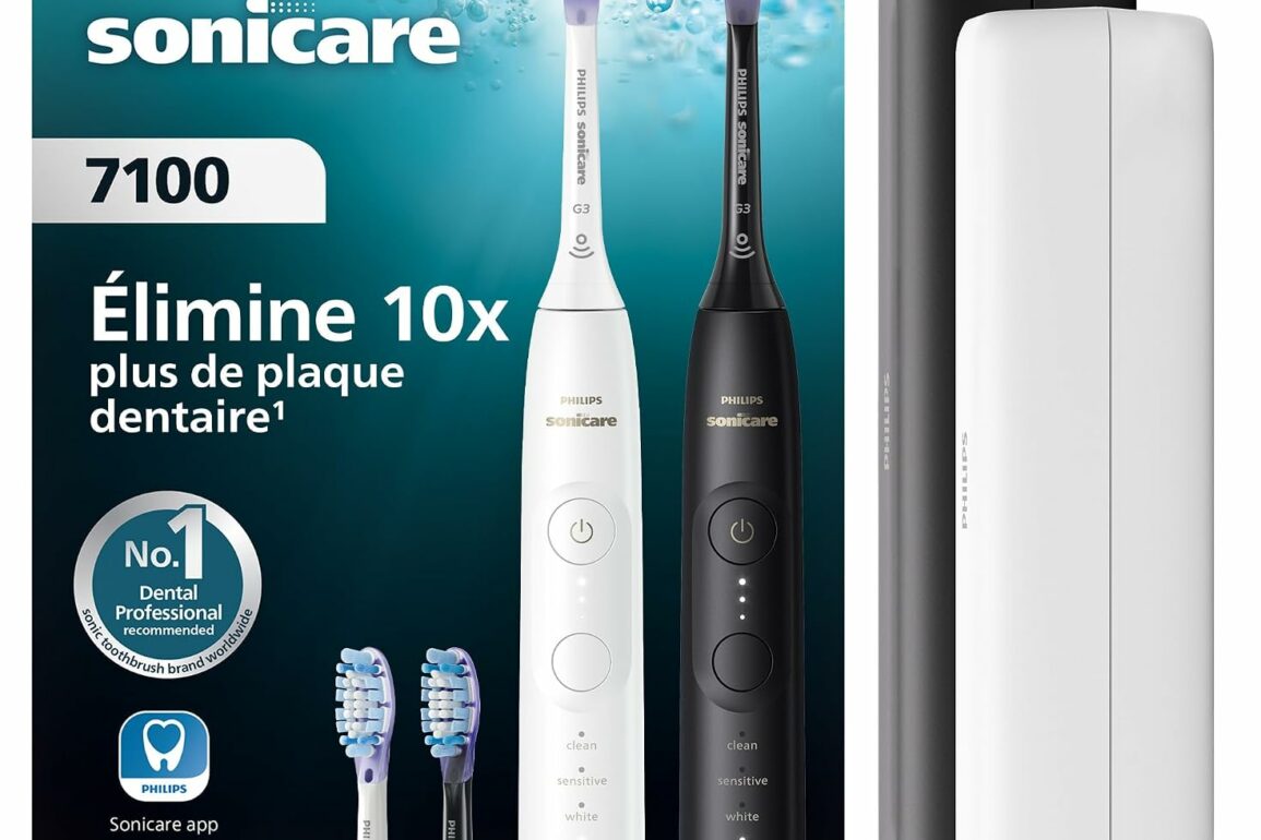 Pack de deux brosses à dents électriques Philips Sonicare 7100 avec étui de voyage