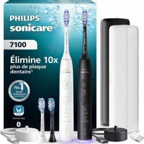 Pack de deux brosses à dents électriques Philips Sonicare 7100 avec étui de voyage