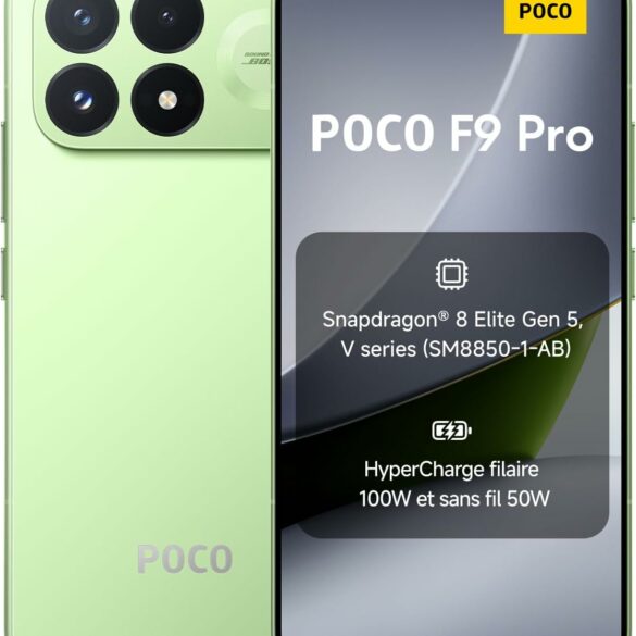 Smartphone POCO F9 Pro vert, écran AMOLED 6,59 pouces