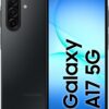 Smartphone Samsung Galaxy A17 5G noir, vue de face et de dos